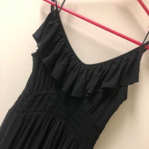 Ruffle Front Smocked Back Slit Waist Maxi Dress - Picture 3 of 4